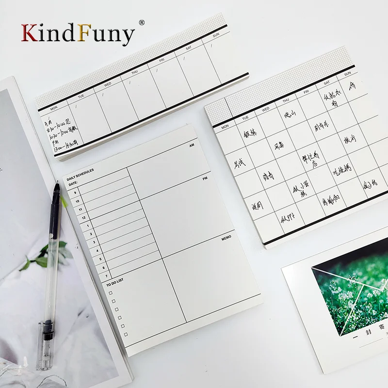 KindFuny-Agenda Diaria, planificador mensual, semanal, cuaderno, notas, objetivos, hábitos, horarios, papelería, suministros escolares de oficina, 150 piezas