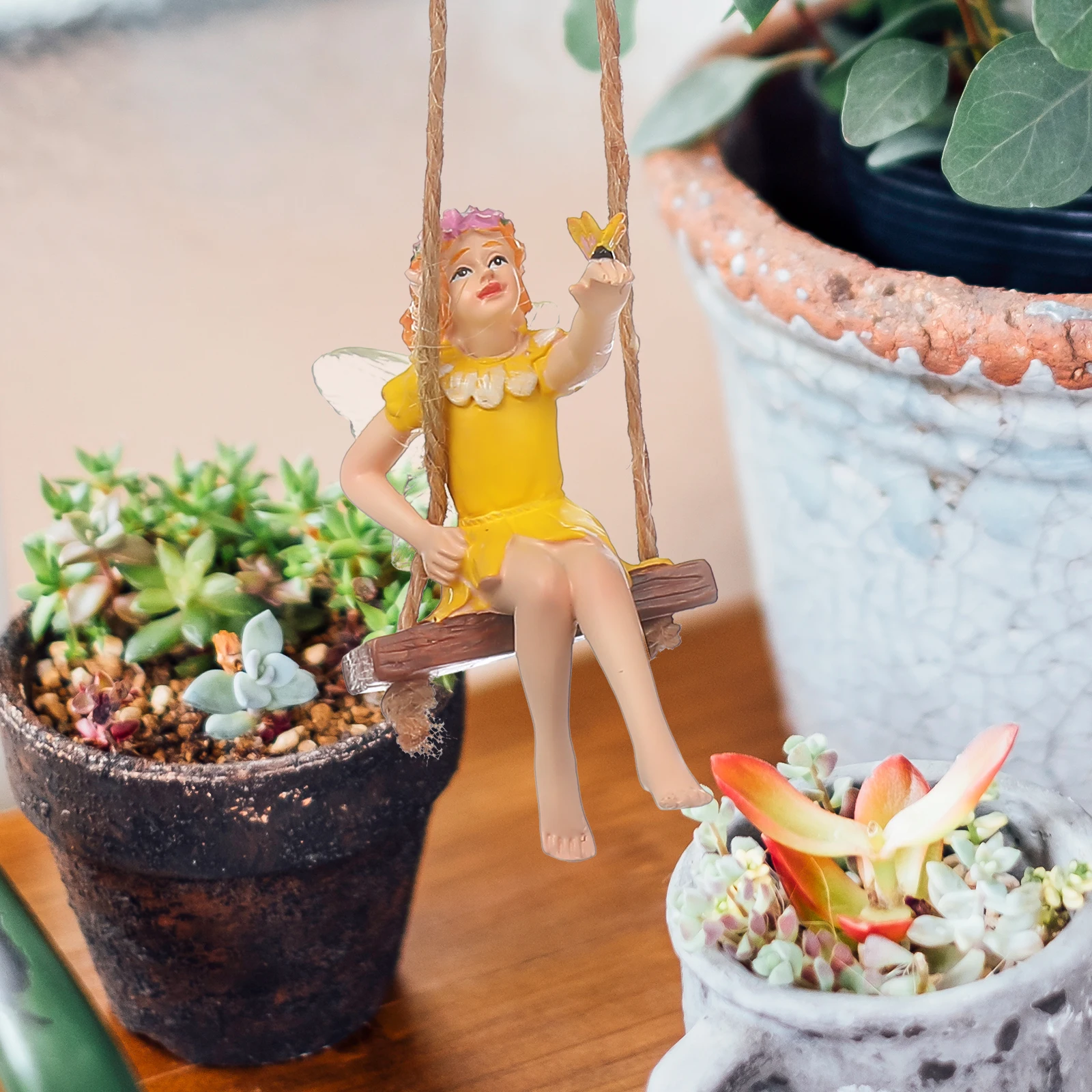 

Fairies Outdoor Tree Pendants Swing Statue Hanging Ornament Water Proof Garden Resin