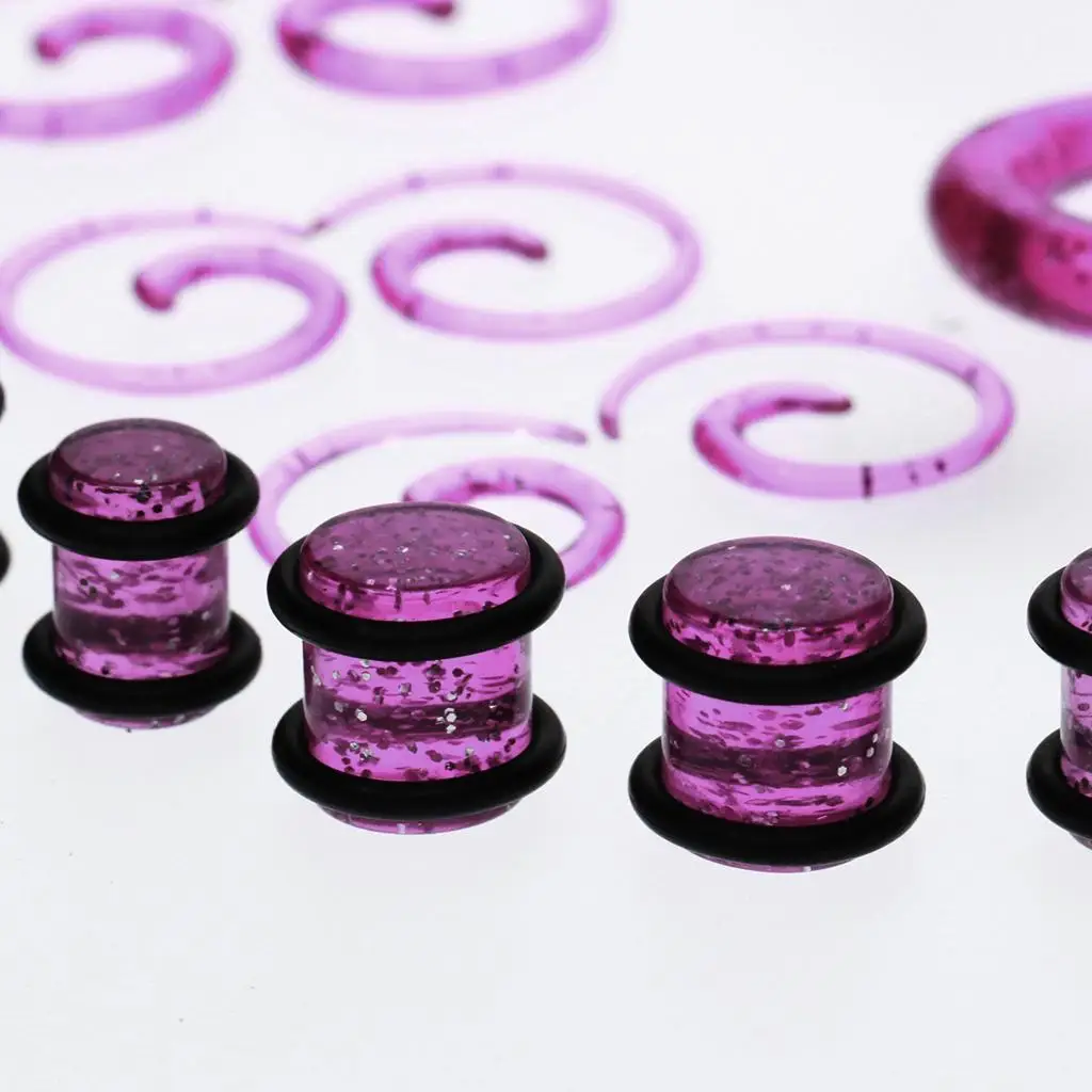 Ear Gauges Stretching Kit Acrylic Spiral Ear Tunnels Set Tapers Expanders for Ear Expansions