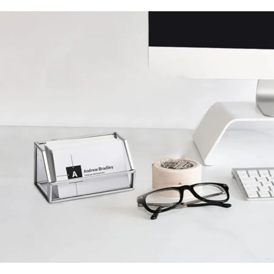 حامل بطاقات عمل زجاجي من Feyarl، حامل بطاقات Business me، عرض منظم بطاقات العمل، تخزين لطاولة سطح المكتب ng #2