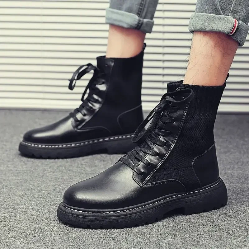 Waterproof Male Shoes Trendy 2025 Rubber Leather Men's Boots Size 44 45 Original Deals Retro In Promotion Offers Casual Vintage