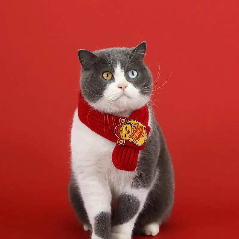 

Pet Scarf Year Of The Snake Scarf for Pet Red Warm New Year Dog Knitted Scarf Winter Neck Scarf Costume for Pet and Doll Dress