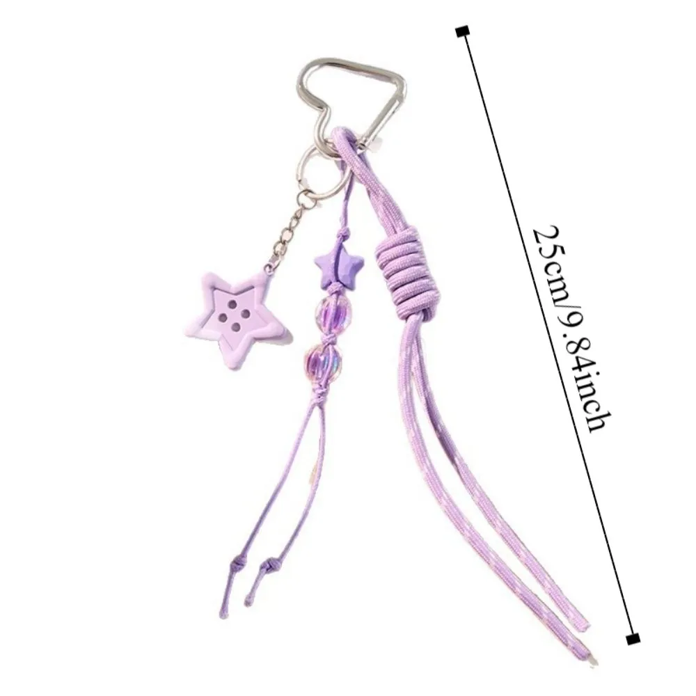 Girl Heart Braided Rope Keychain Hand-Woven Handmade Heart-shaped Bag Pendant Ornament Y2k Star Bowknot Key Chain