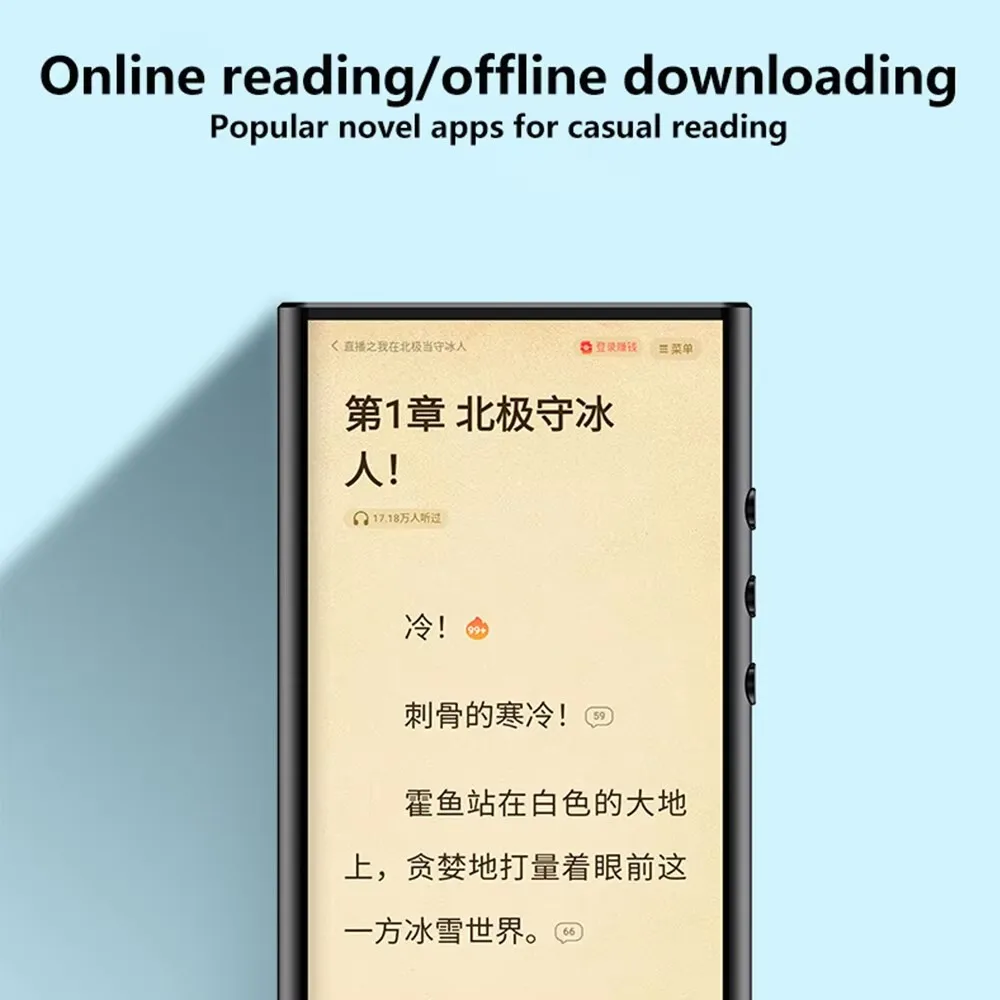 RUIZU H12 안드로이드 와이파이 블루투스 MP3 플레이어, 터치 스크린 뮤직 비디오 플레이어, 스피커 포함, 지지대 앱 다운로드, TF 카드, 4GB + 64GB