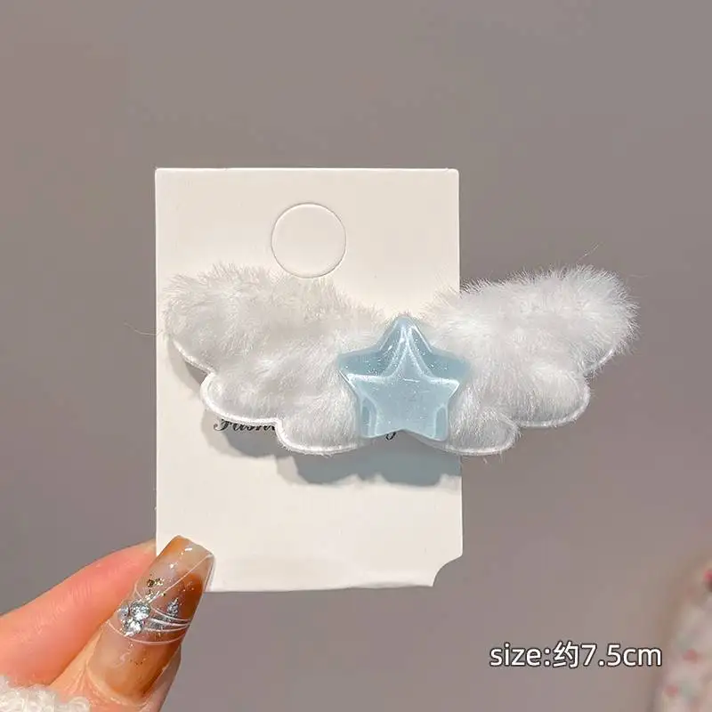 لطيف أفخم أجنحة شفافة مشبك شعر المرأة الانفجارات الجانب اللون الوردي ستار BB كليب الحلو فتاة دبوس الشعر الشتاء إكسسوارات الشعر #6