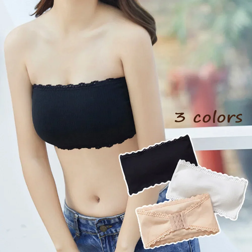 Invisible Strapless Bras Women\'S Solid Color Wrapped Chest Sexy Tube Top Underwear Female Beautiful Tank Top Seamless Crop Top