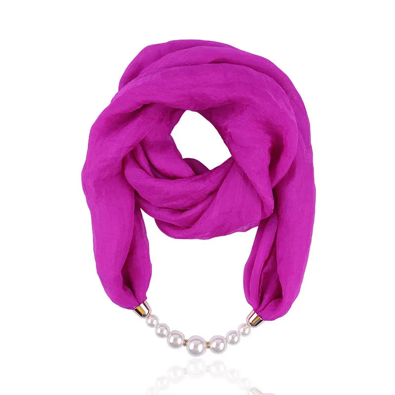 Solid color Jewelry Statement Necklace Pendant Scarf Women Neckerchief Foulard Femme Accessories Hijab