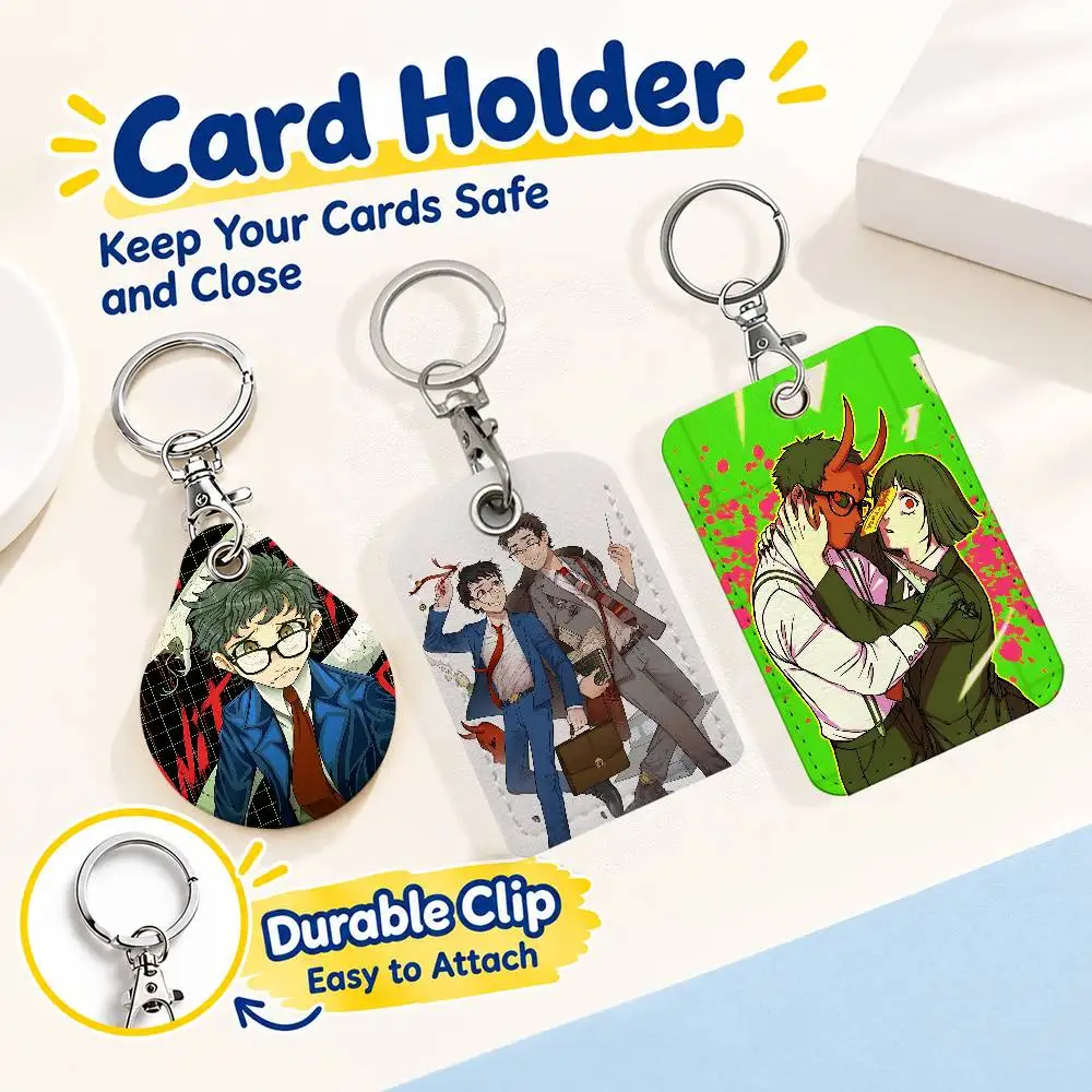Brian Cindy Yuppie Psycho Keychain Card Holder Leather Keeps ID Cash Keys Cards Ready for Work School Travel Daily Errands