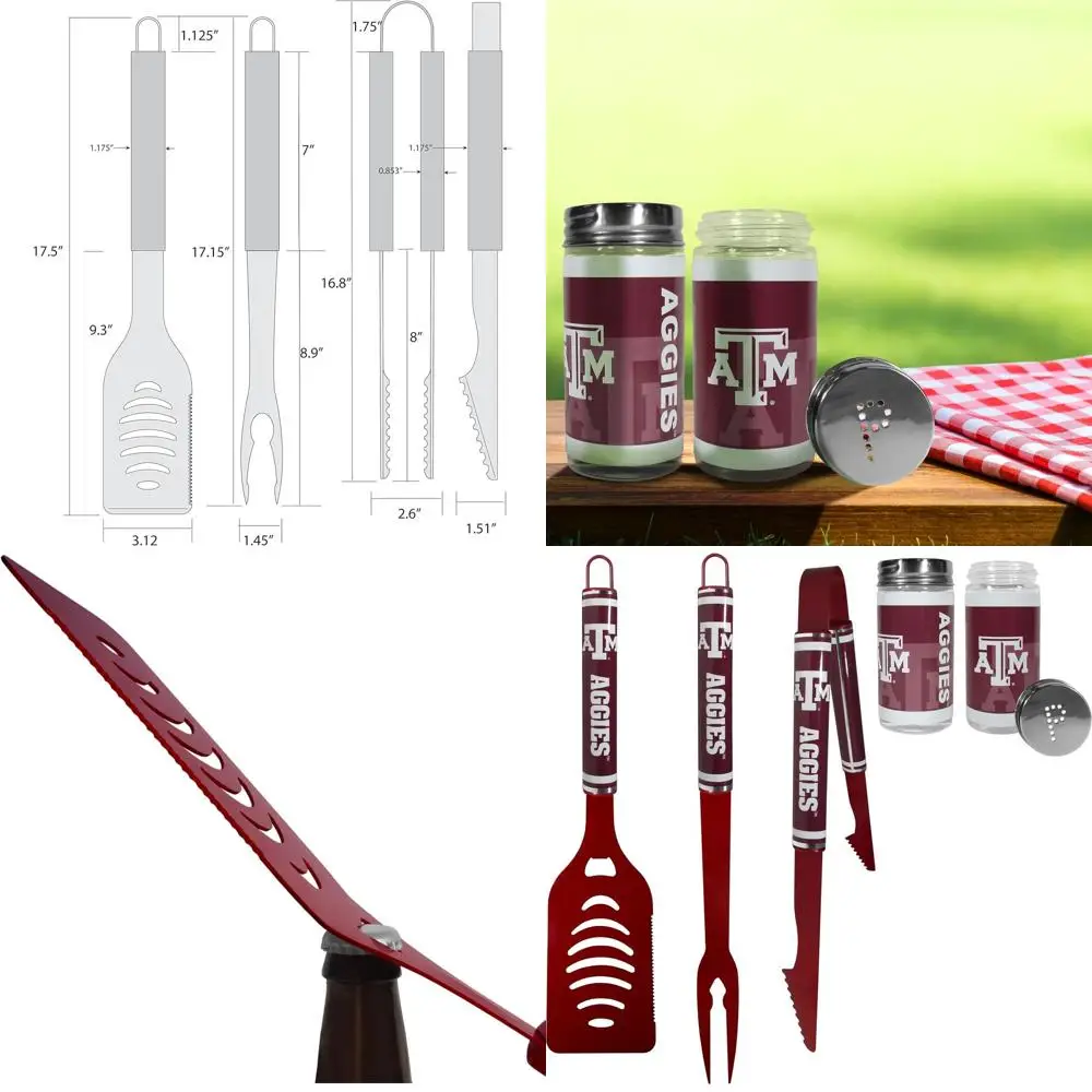 

Texas A&M Aggies 3-Piece BBQ Tool Set with Shakers in Team Colors