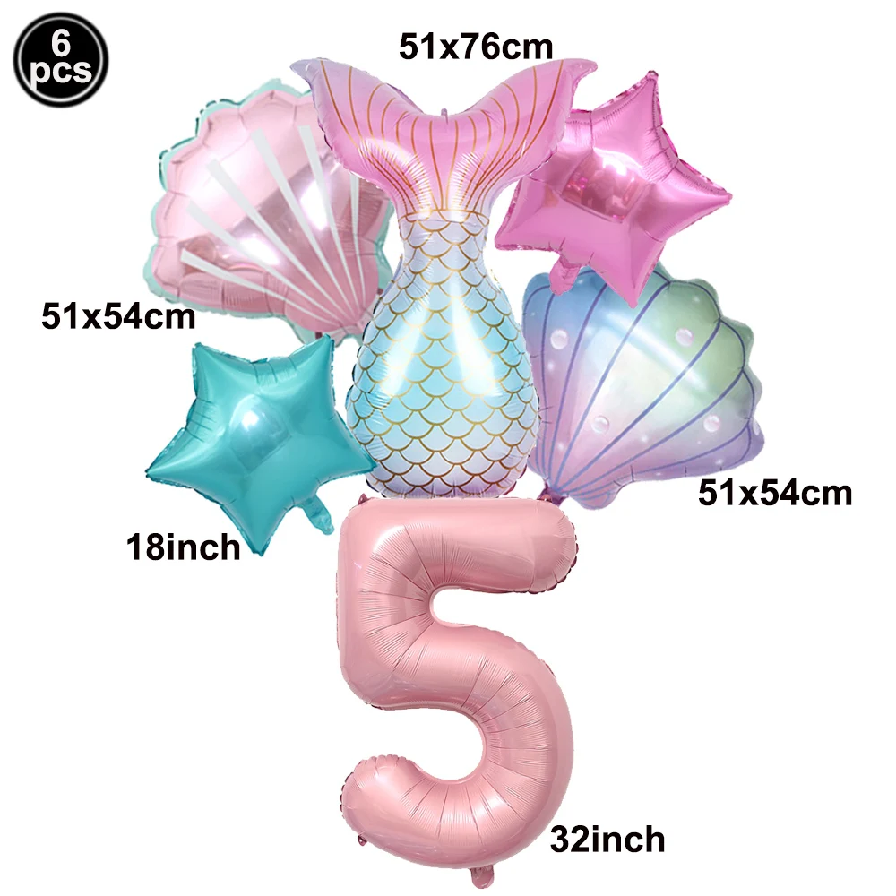 Meerjungfrau Geburtstagsparty Tischgeschirr Teller Becher Servietten Happy Birthday Banner Ballons Set für Mädchen Unterwasser-Party Dekorationen – Detail 6