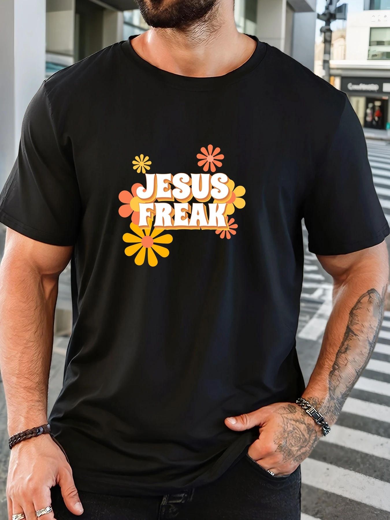 

2025 Summer Men's Cotton Oversized Tee English Letter Graphic Print Trendy Casual Streetwear Short Sleeve Breathable Round Neck