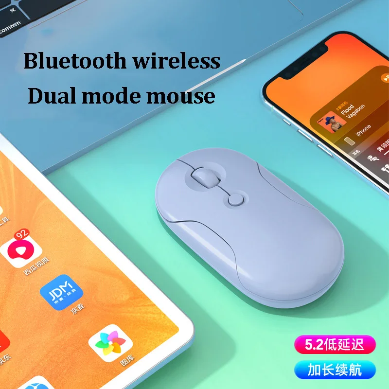 Souris de jeu sans fil Bluetooth, silencieuse, pour ordinateur portable, PC, Mini tapis de souris Ultra-fin, double Mode, batterie