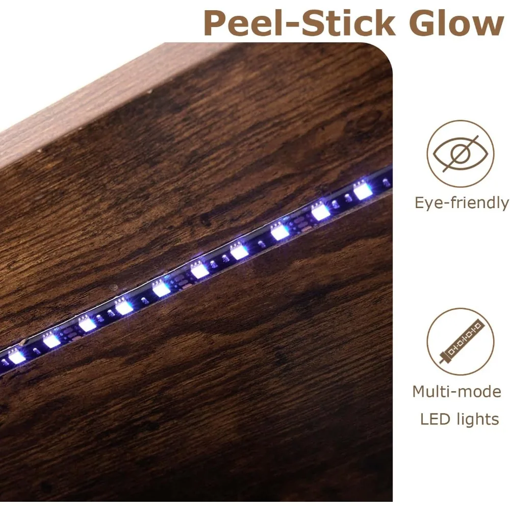 8 Cube Storage Organizer With LED Lights, Wooden Bookcase With Storage, Modern Cube Shelf For Living Room, Bedroom, Home Office