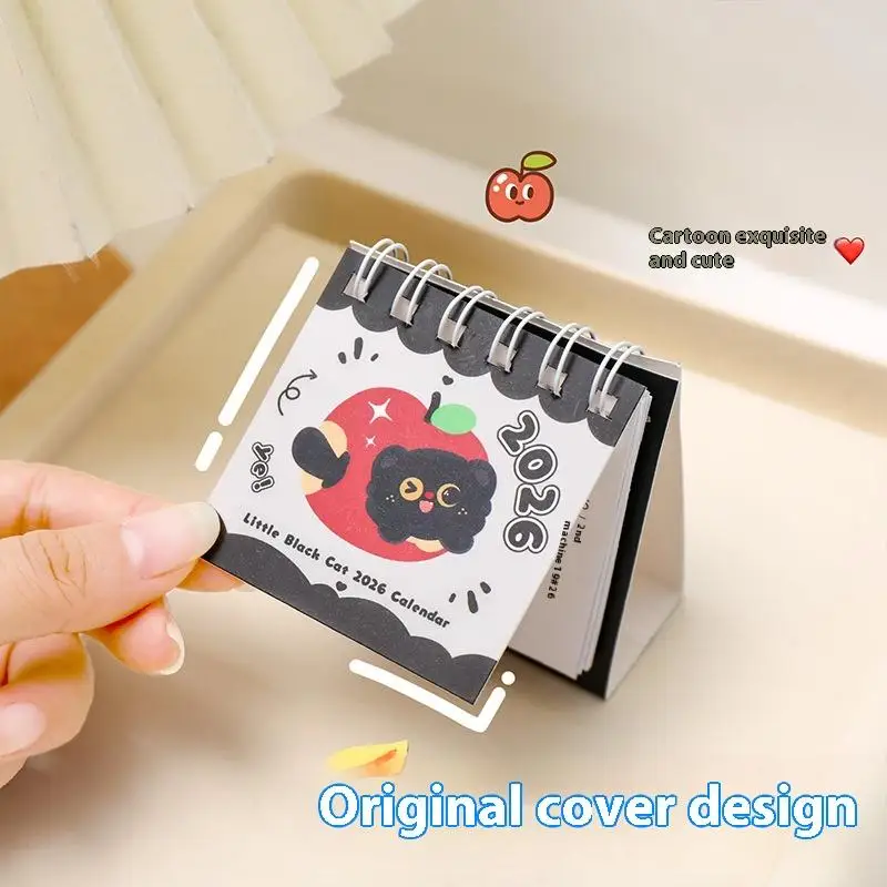 2026 Mini Simple Cute Cartoon Pattern Small Desk Calendar Pocket Portable Calendar Punch Plan Desktop Decoration