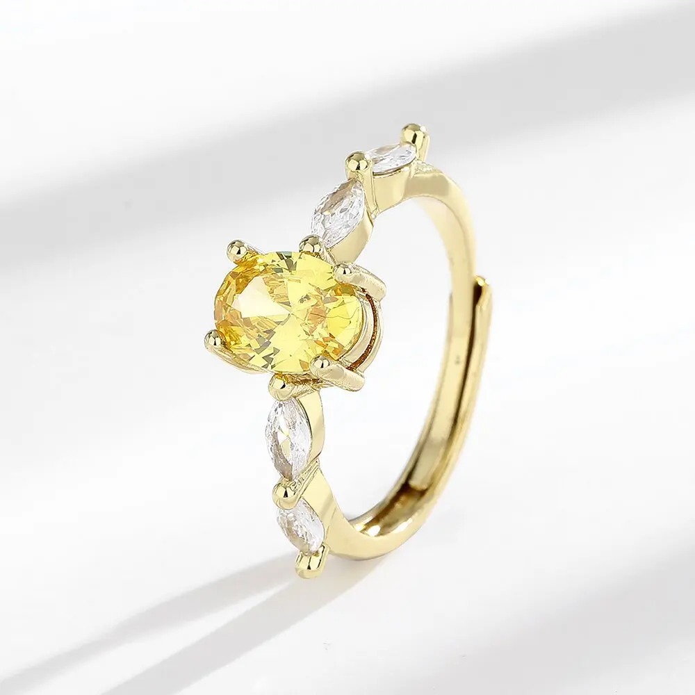 

Light Luxury 925 Sterling Silver Citrine Pigeon Egg Zircon Design Elegant Ring Birthday Anniversary Jewelry