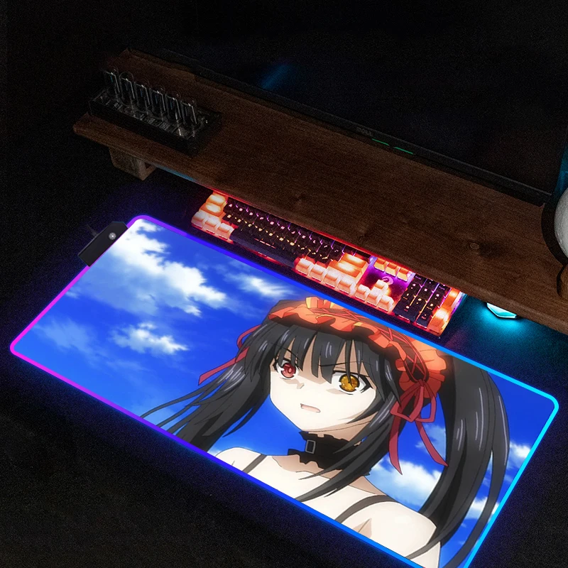 Computer Mouse Pad Gamer Tokisaki Kurumis Desk Accessories Mousepad Rgb Keyboard Pc Cabinet Mat Mats Gaming Xxl Anime Carpet