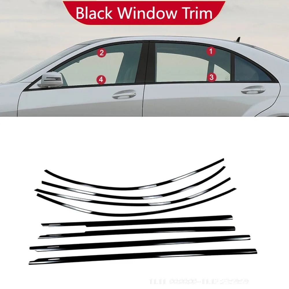 

For Mercedes-Benz S-Class Long Wheelbase 2005-2025 Year Windows Trim Chrome Black Warrior Style Molding Body Kit Accessories