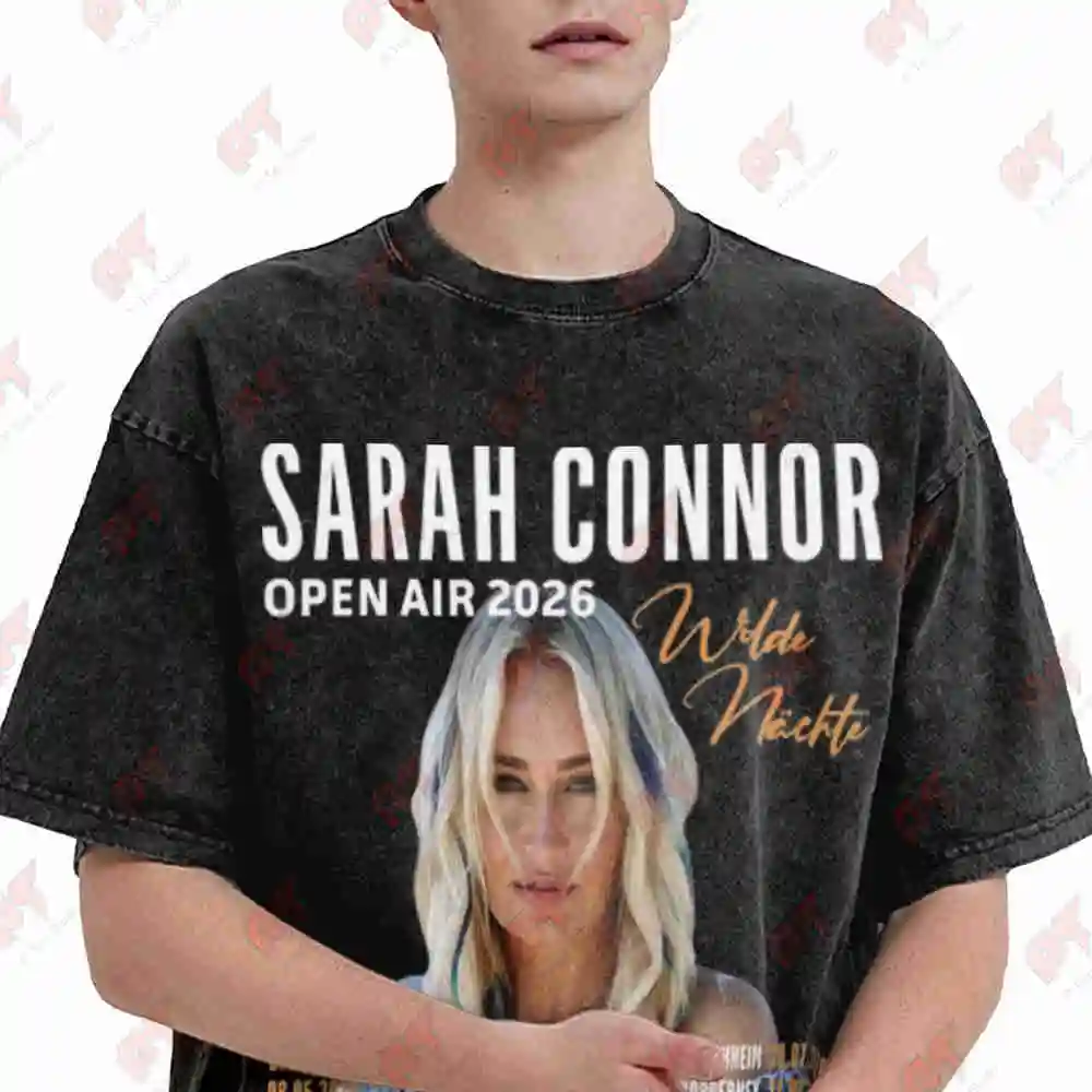 Sarah Connor Open Air 2025 Tour Dates Locations Vintage Washed Tee Pure Cotton T-Shirt