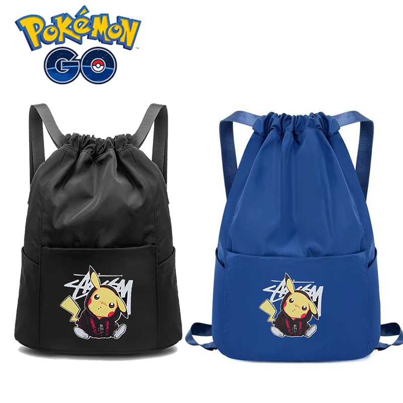 

TAKARA TOMY Pokemon Pikachu Drawstring Drawstring Backpack Lightweight Nylon Sports Large Capacity Men's and Women's Cute Bag