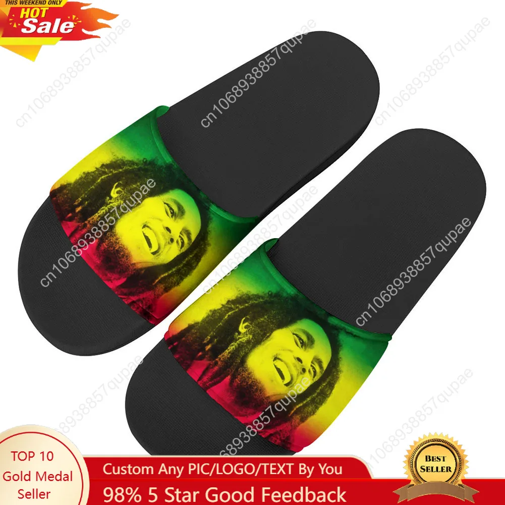 

Bob Marley Reggae Rasta Slippers Home Water Shoes Men Women Teenagers Fashion Beach Pool Sandals Tailor-made Summer Slipper