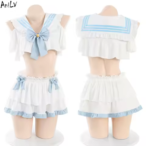 AniLV Anime Lolita Girl Sailor Uniform Women Cute Student Maid Outfits Cosplay Costumes