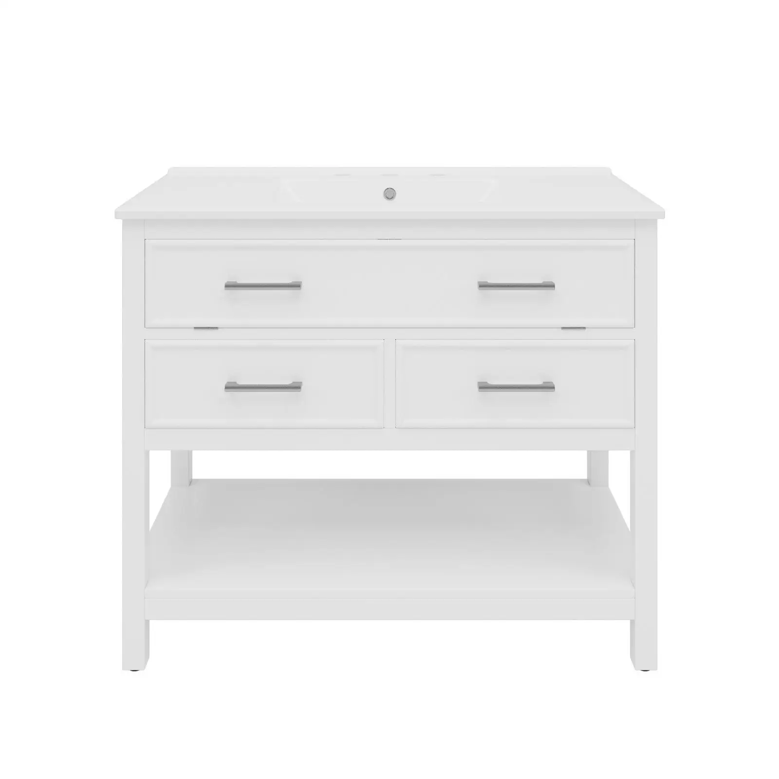 

Elegant 36 Inch Bathroom Vanity with White Ceramic Sink Integrated Tray Storage for Organized Bathroom Spaces