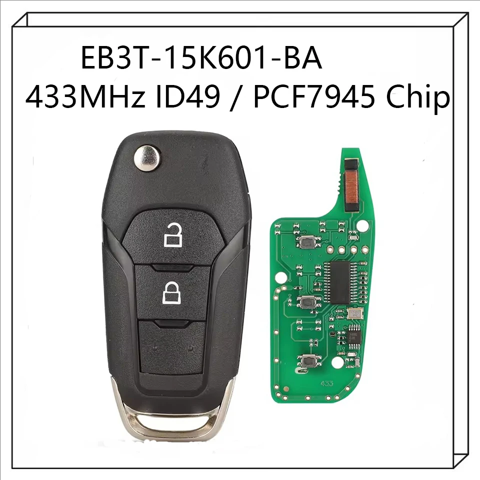 

433 МГц ID49/PCF7945 чип EB3T-15K601-BA дистанционный брелок для Ford Ecosport Ranger Mondeo 2014 2015 2016 2017 2018 2019