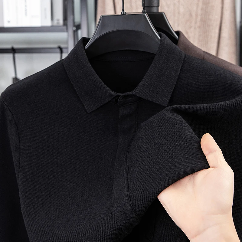 Men's Luxury Knitted Cardigan Long Sleeve Lapel Thickened Hidden Zipper Solid Color Autumn Winter Fashion Casual Business Men's