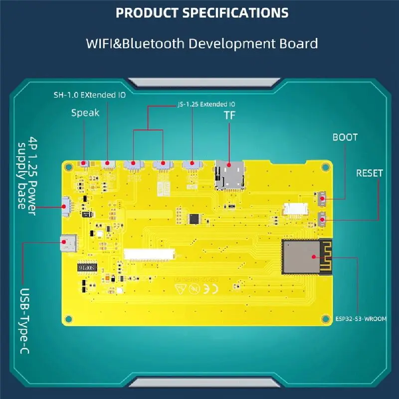 DT!~D545 HOT-- 7-Inch 800X480 TN RGB LCD TFT HMI 8M PSRAM 16M Flash Smart Display MCU WIFI Bluetooth Module (With Touch)