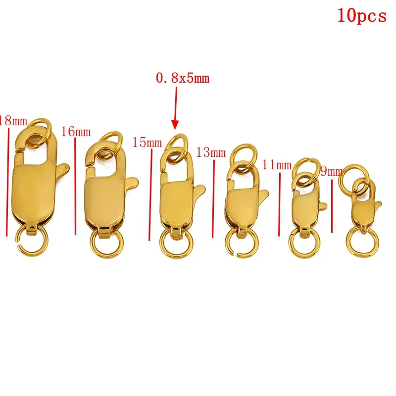10pcs 316 스테인레스 스틸 직사각형 랍스터 걸쇠 점프 링 후크 커넥터 팔찌 목걸이 체인 쥬얼리 만들기