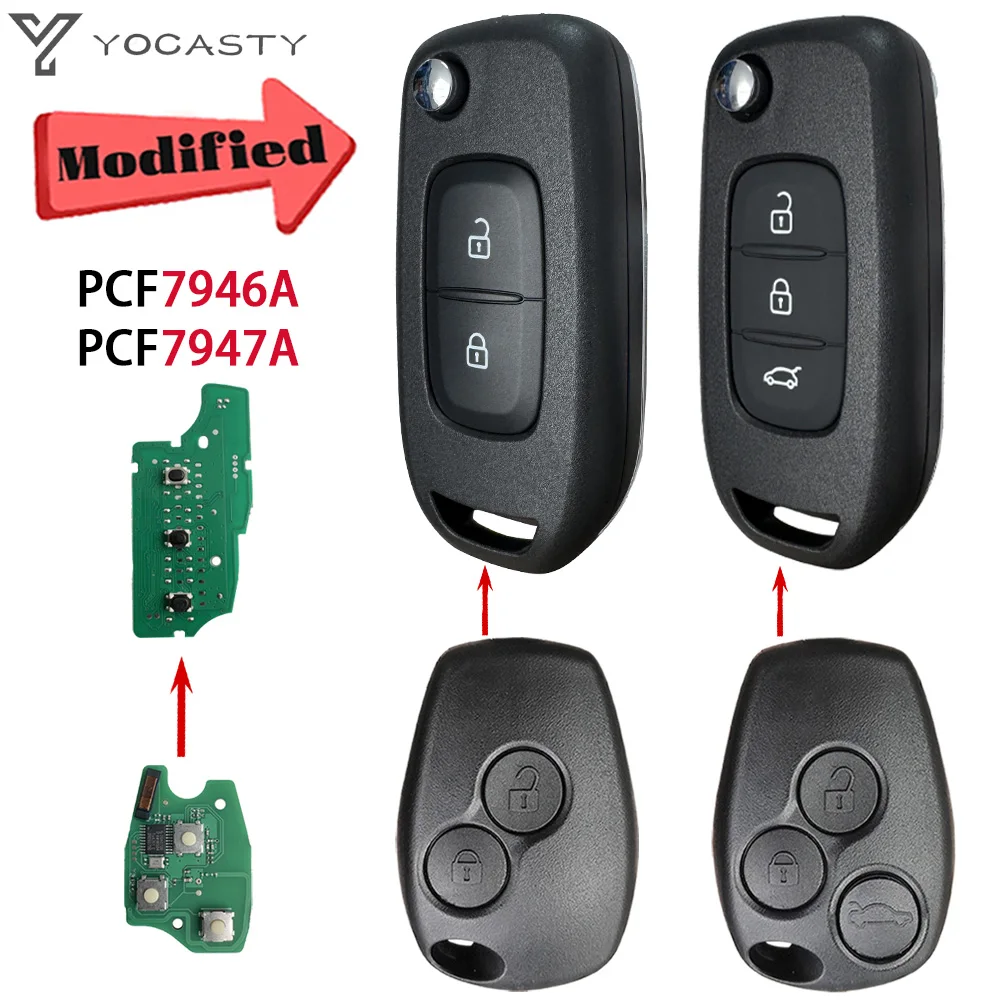 

YOCASTY модифицированный для Renault Wind Clio Modus Kangoo Master Twingo 2004-2016 дистанционный брелок для автомобиля 433 МГц PCF7946A PCF7947A