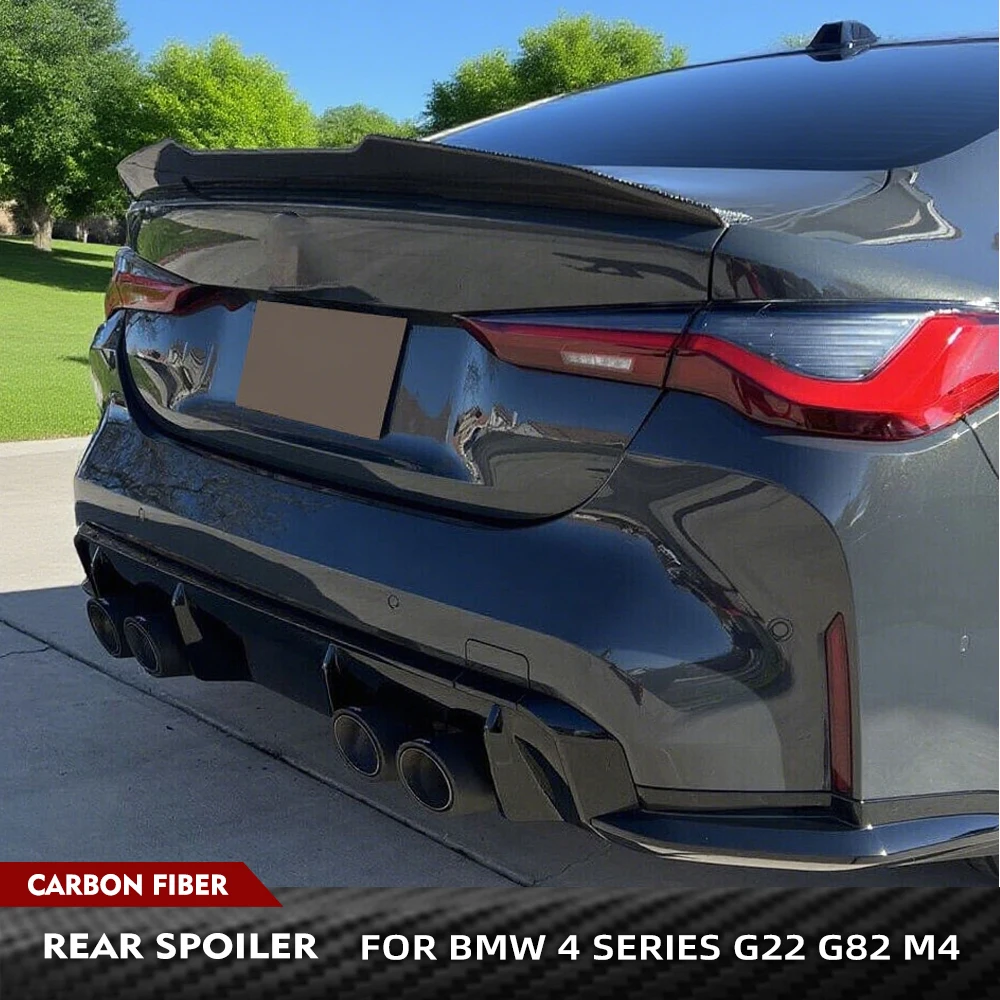 

For BMW 4 Series G22 G82 M4 2021-2025 Carbon Fiber Car Rear Trunk Racing Spoiler Auto Rear Boot Lid Highkick Spoiler Wing Lip