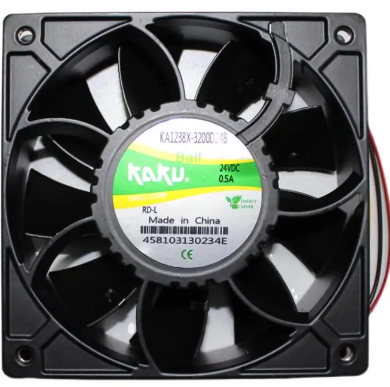 

Kaku KA1238X-3200D24B DC 24V 0.5A 120x120x38mm 3-Wire Server Cooling Fan