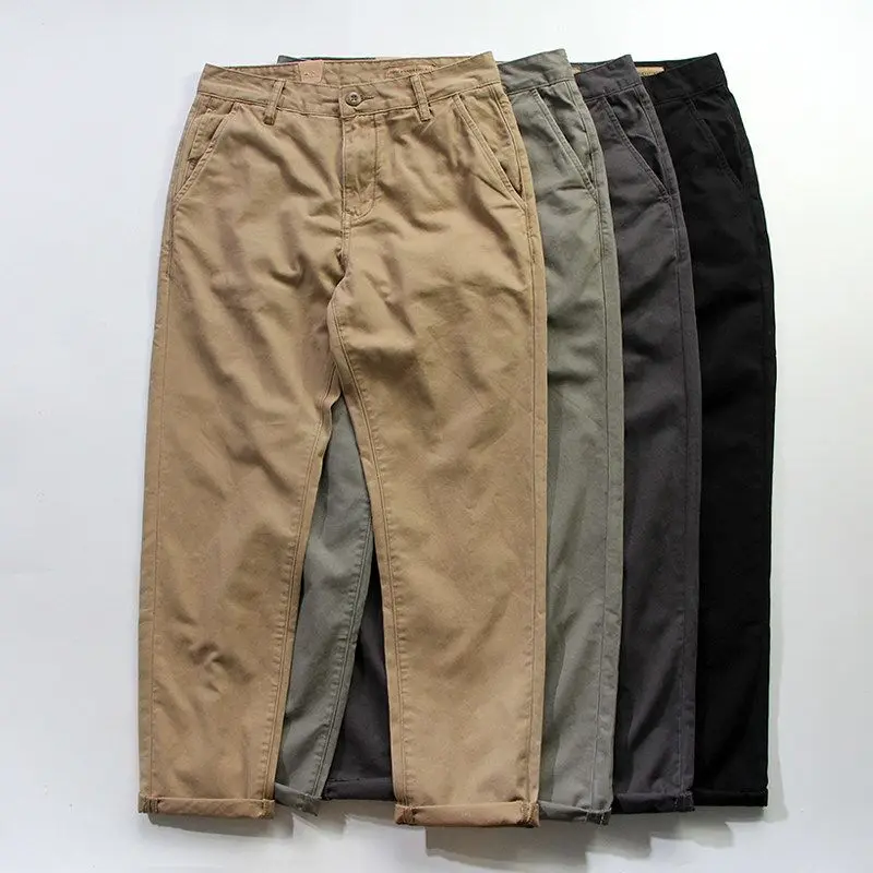 2026 Retro Overalls Men's Spring and Autumn Washed Micro-elastic Tapered Loose Straight Casual Men Clothing Tactical Cargo Pants