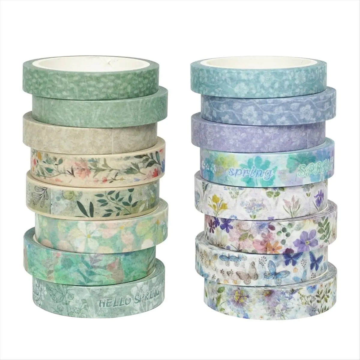 New Floral Washi Tape Set 16 Rolls, Flower Spring Decorative Paper Sticker for Planner Scrapbook Journal DIY Arts Craft