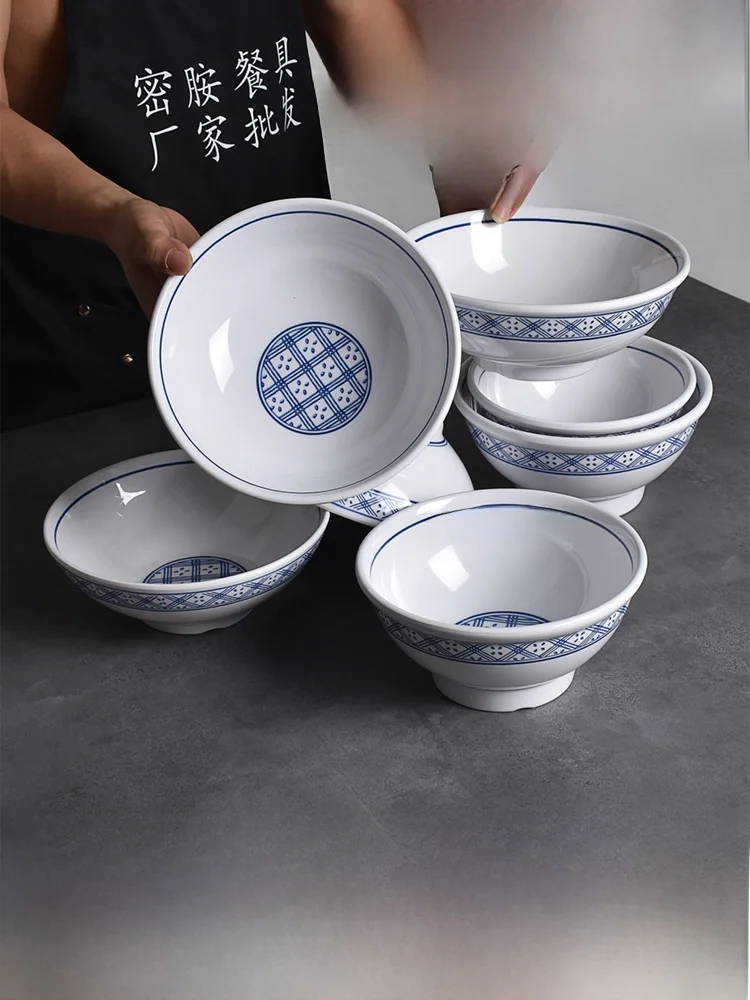 Tazón Comercial de Resina Formaldehídica para Saltear, Redondo, para Fideos de Arroz, Sopa, Estofado de Cordero, con Tapa Resistente, para Cocina de Restaurante