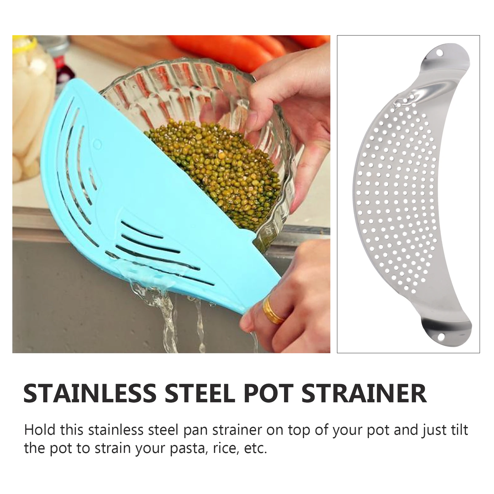 

3pcs Stainless Steel Pot Strainer Heavy Duty Pan Drainer For Pasta Rice Easy Draining Kitchen Tool Silver Large Handles Hangable