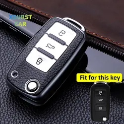 3 Button TPU Leather Car Key Case Cover Shell Fob for VW Golf Jetta POLO for Skoda Yeti Superb Rapid Octavia for SEAT Leon Ibiza