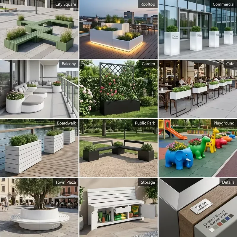 Planter Outdoor Garden Flower Box Courtyard Landscape Street Ornament Artistic Metal Freestanding
