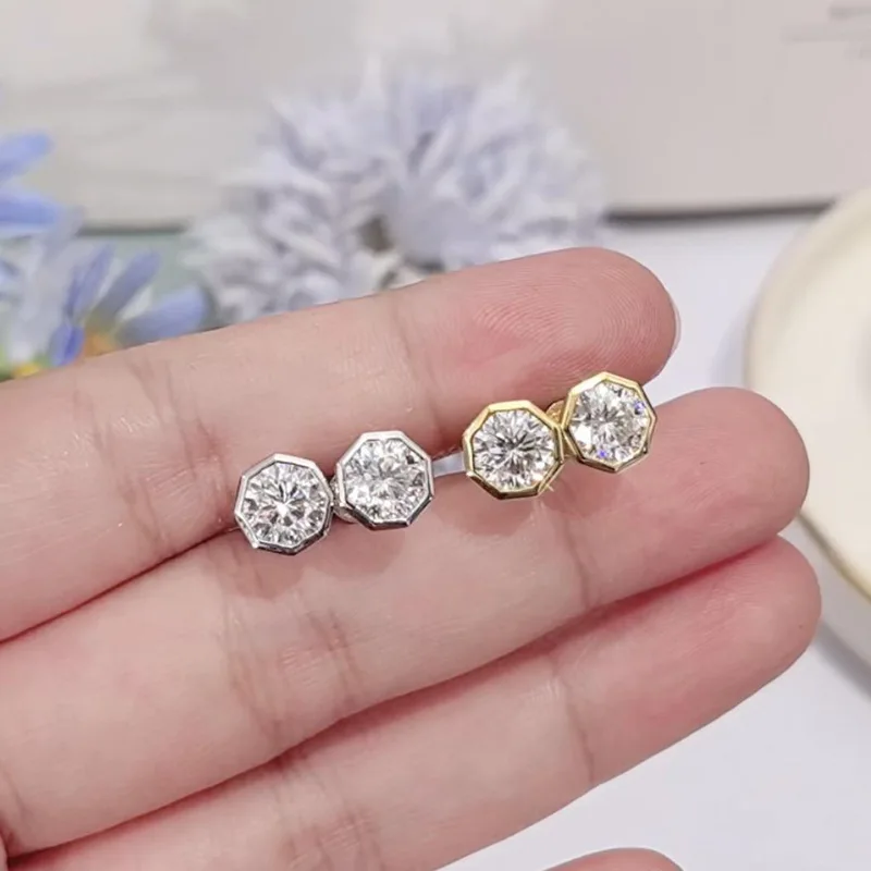 

Серьги-гвоздики Lnkry с геометрическим дизайном, сертифицированное серебро 925 пробы, муассанит 6,5 мм, для женщин, тренд 2026 года, ювелирные украшения, подарки