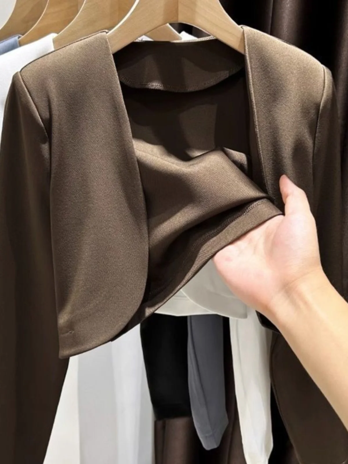 ort Tailored Women's Suit Jaet Long Sve V-Ne Commute Sle Outerwear Matching Strap Dres oulder Open Cardigan