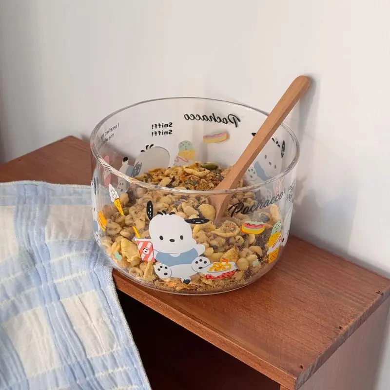 

Салатница с фруктами и мультяшным аниме Sanrio, домашняя большая стеклянная миска большой емкости, милая девочка, овсянка, Подарочная тарелка для завтрака