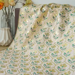 Gold Silk Flower Yarn Dyed Jacquard Fabric Palace Style Dress Bag Diy Sewing Fabric By Half Meter