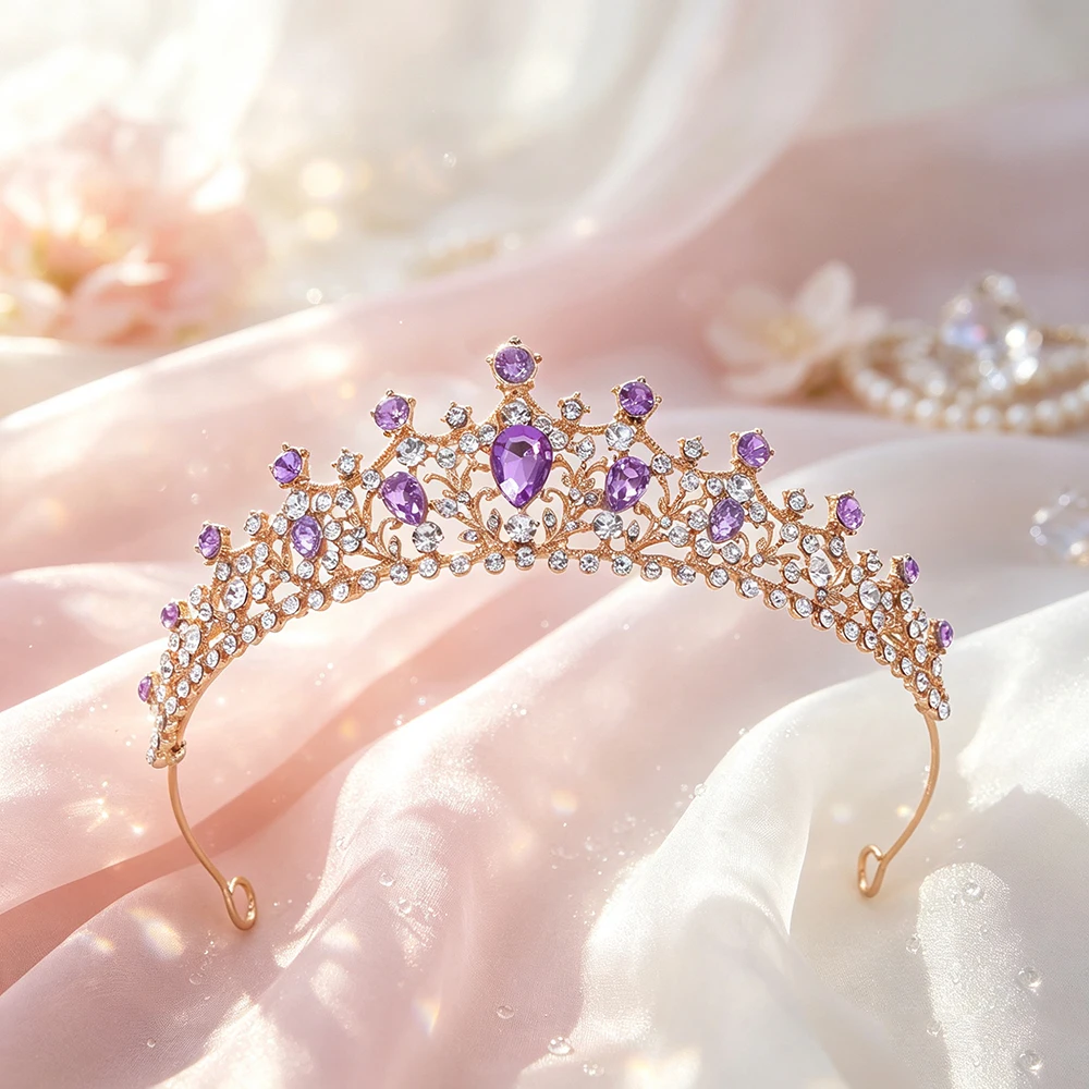 Queen Accessories - 1 szt. Modna korona z kryształkami,