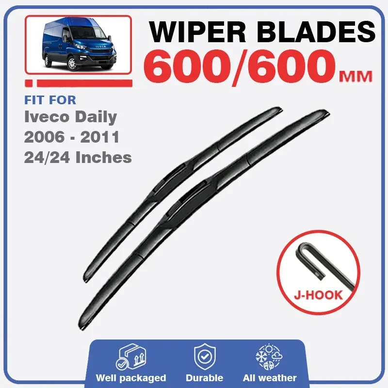 For Iveco Daily 2006 2007 2008 2009 2010 2011 Front Windshield Wiper Blade Windscreen Brushes Window J U Hook Arm Accessories