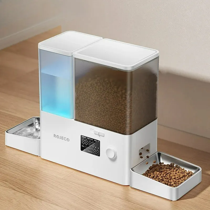 

Customizable Automatic Pet Feeder Water Fountain 8.5L Button Version Dog Food Dispenser Water Refill 2 in 1 Drinking Feed