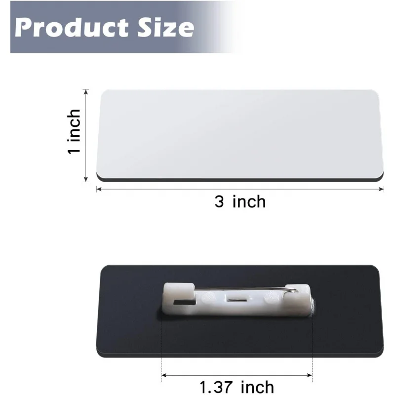 Name Tag Blank Badges 1 x 3 Inch DIY ID Badge with Pin Backing Office Workers Students, Personalized