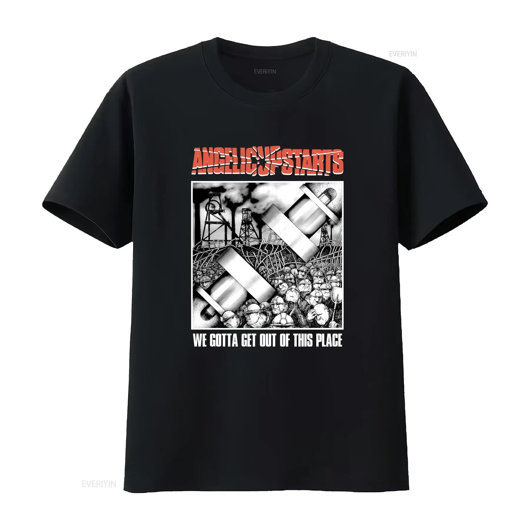 

Men's Angelic Upstarts We Gotta Get Out Of This Place T shirt X Large Black vintage Washed Unisex designer clothes Slightly
