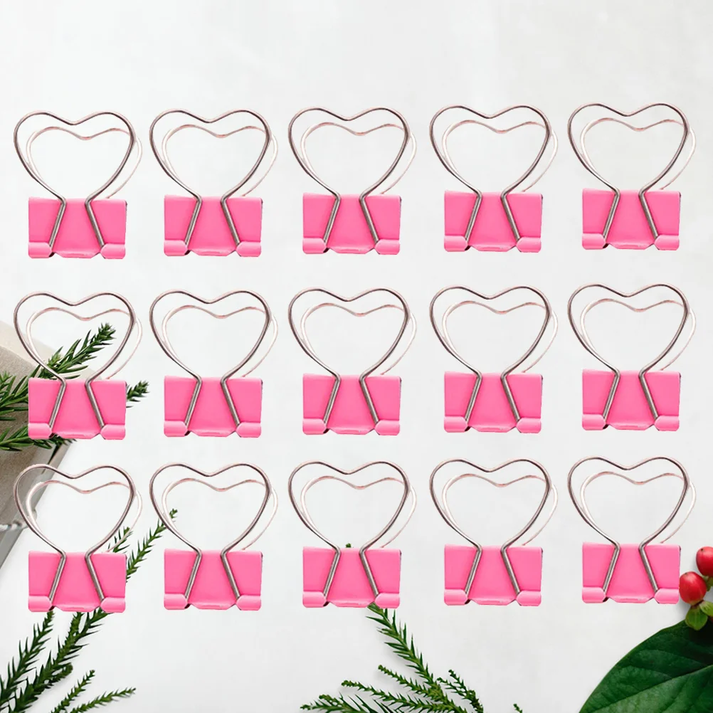 15Pcs Mini Small Paper Clip Pink Love Long Tail Heart Hollow Out Clip Folder Notes Letter Ticket Clip