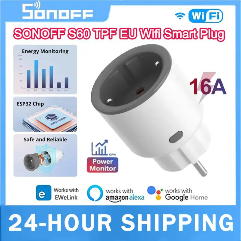 SONOFF IPlug S60TPF Wi-Fi Smart Plug With Energy Monitoring Smart Home Remote Control Timer Work With Ewelink Alexa Google